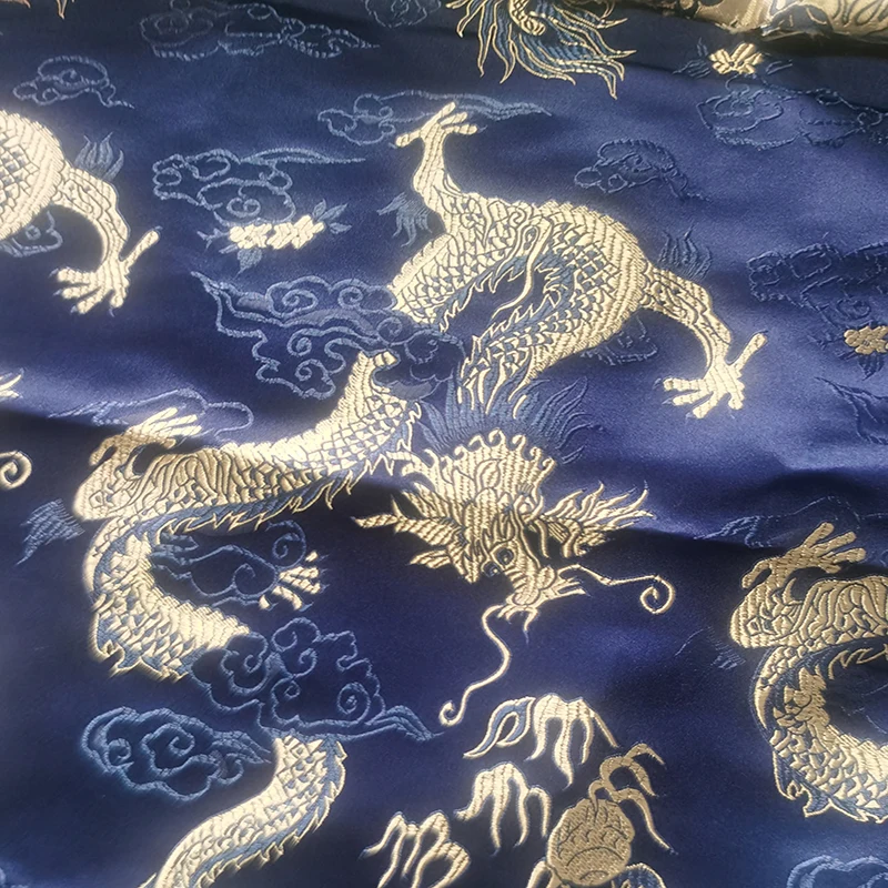 Blue Dragon Damask Yard tinto Jacquard arazzo raso 3D tessuto broccato per abito fodera per cuscino tenda Patchwork fai da te