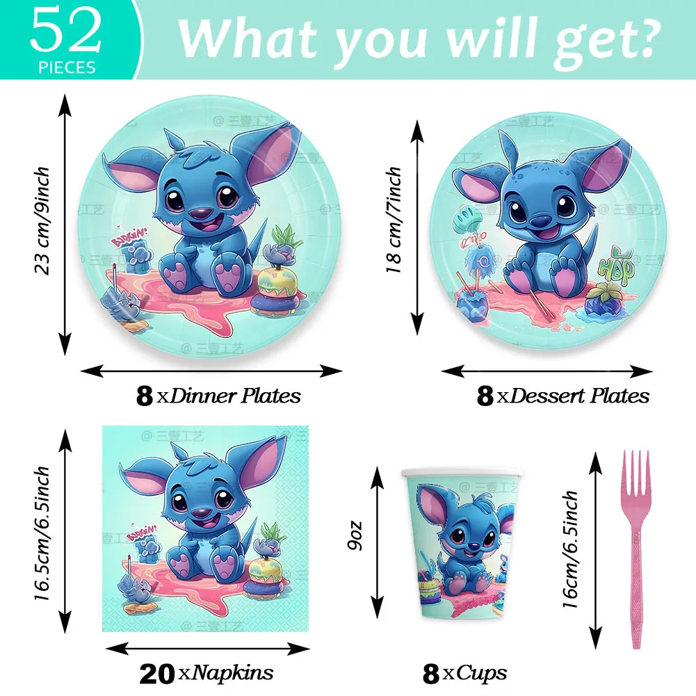 Lilo&Stitch Disney Heroes Anime Wegwerp Feestartikelen, Papieren Borden, Tissues, Tafelkleden, Verjaardagsfeestje Decoratiesets