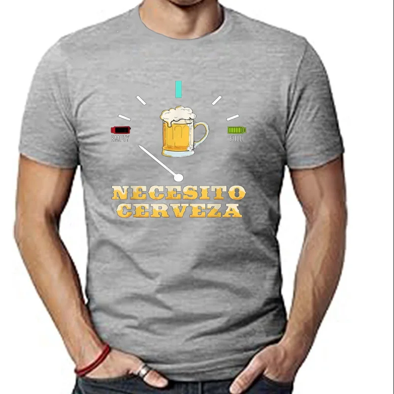T-shirt à imprimé bière pour hommes, T-shirt décontracté, T-shirt à la mode, Vêtements d'été, Nécessito, Cerveza