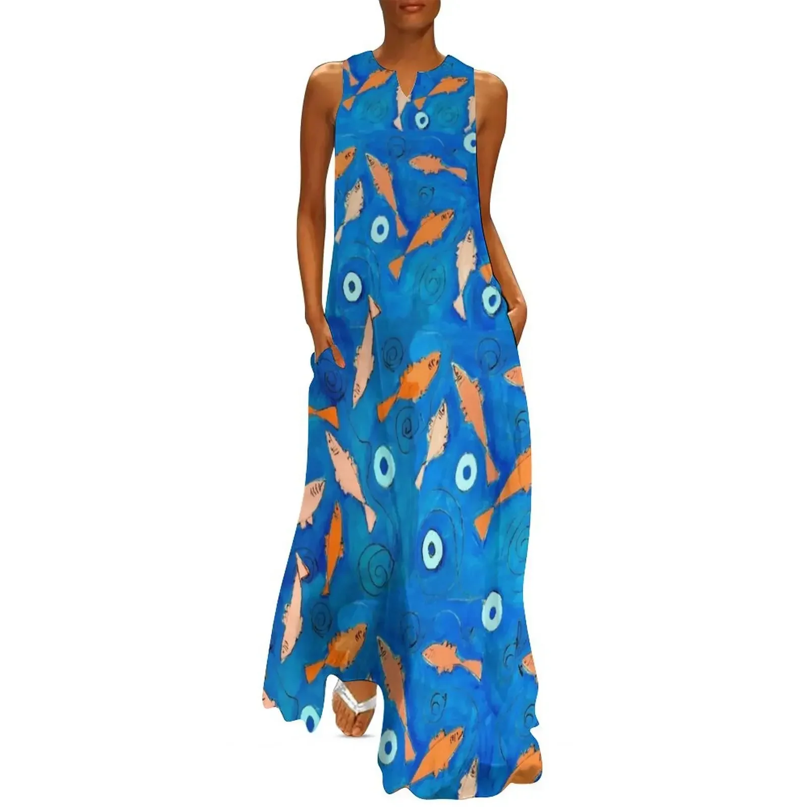 

Conjuring the Sea: Fish & Water Long Dress party dresses woman Elegant gowns summer dress woman 2025 Woman fashion Dress