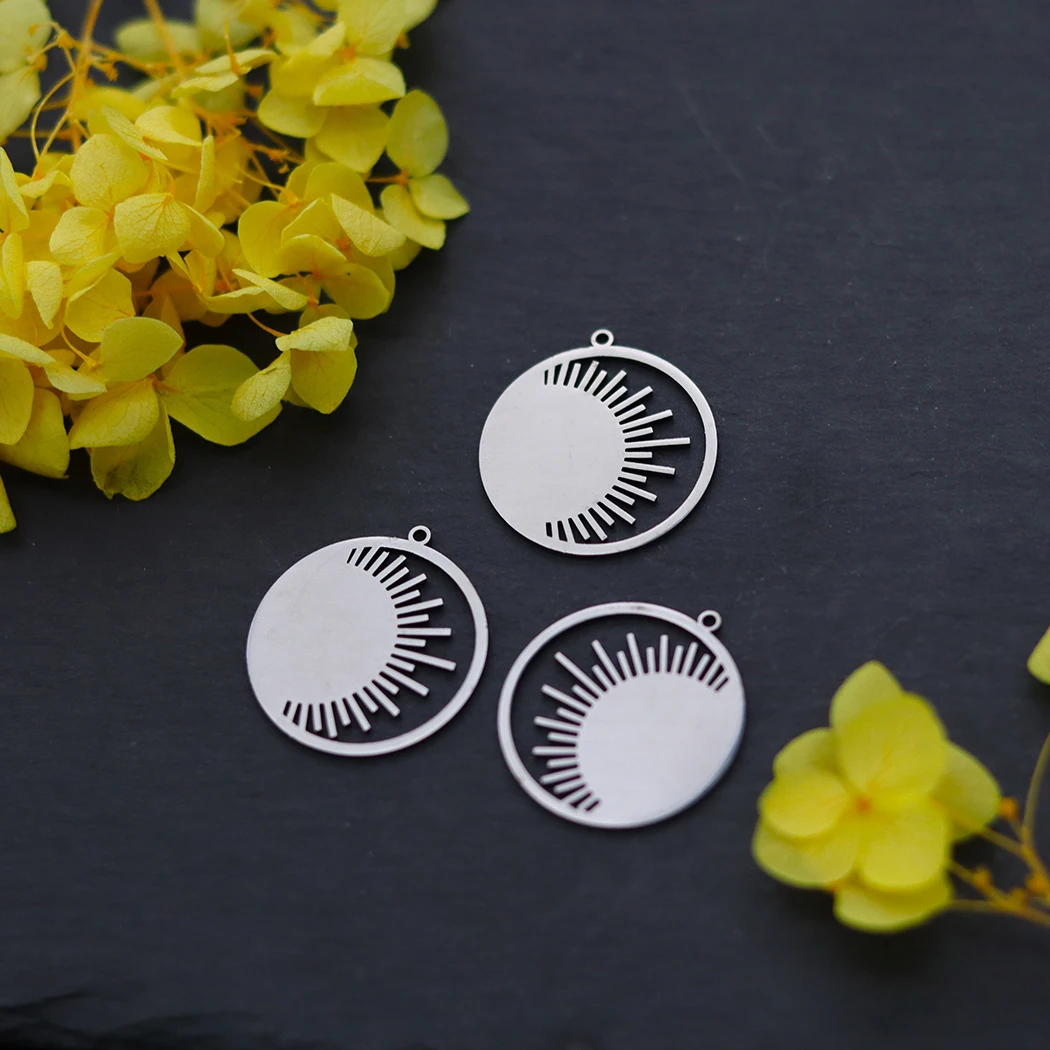 3pcs Stainless Steel Sun Charms For Jewelry Making Earrings Bracelets Anklets DIY Handmade Sunrise Pendant