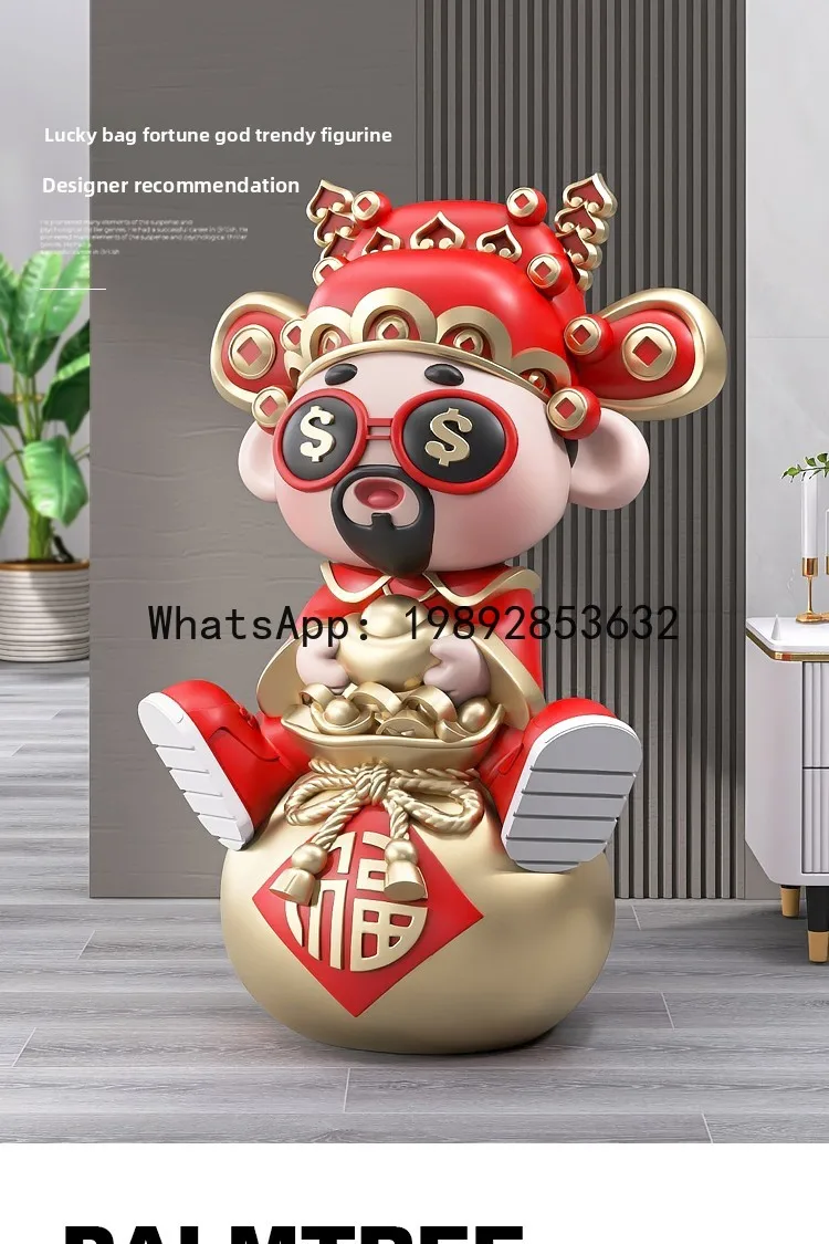 Z4  Creative God of Wealth Lucky Bag Floor Ornament Living Room Store Wealth-Attracting Decoration Opening Housewarming Gift