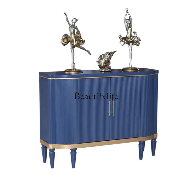 

1LJYEuropean light luxury door cabinet simple curved double door shoe cabinet living room decoration cabinet