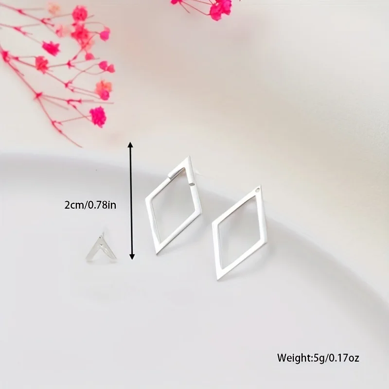 Creative Triangle Square Stud Earrings For Women Trendy Simple Minimalist Gold Color Geometric Metal Ear Jewelry Accessories