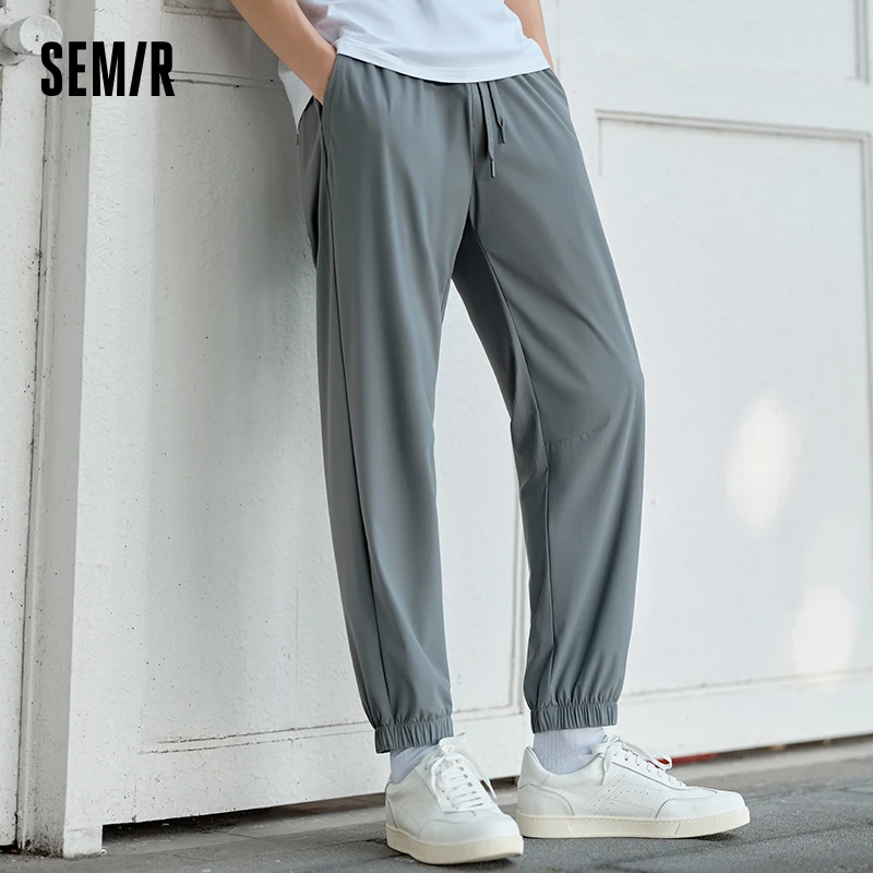 Semir Casual Trousers Men 2024 Summer New Cool Feeling Solid Colour Drawstring Jogging Trousers Daily Simple Commuter Nine-Minut