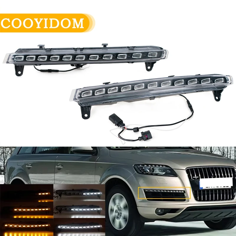 

Front Bumpe DRL Daytime Running Lights For Audi Q7 2006 2007 2008 2009 12V LED Headlight Turn Signal Lamp Car Accessories