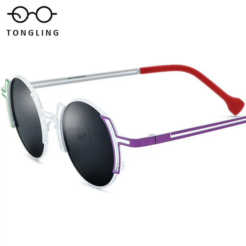 High-Quality Handcrafted Women Unique Pure Titanium Glasses Men High-End Fashion Round Outdoor Driving Personalized Sunglasses