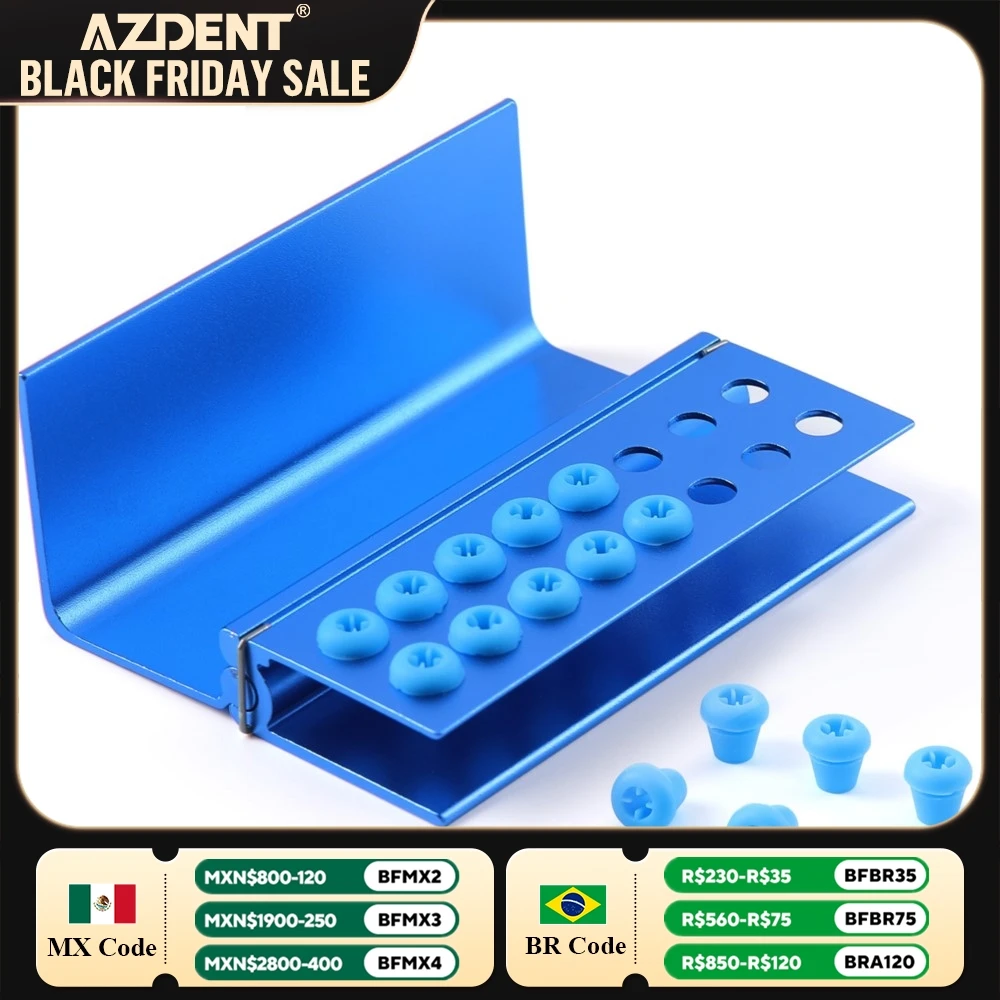 Dental Burs Holder 10 Holes 16 Holes with Silicon AZDENT Bur Block Box for FG RA High Speed and Low Speed Burs Autoclavable