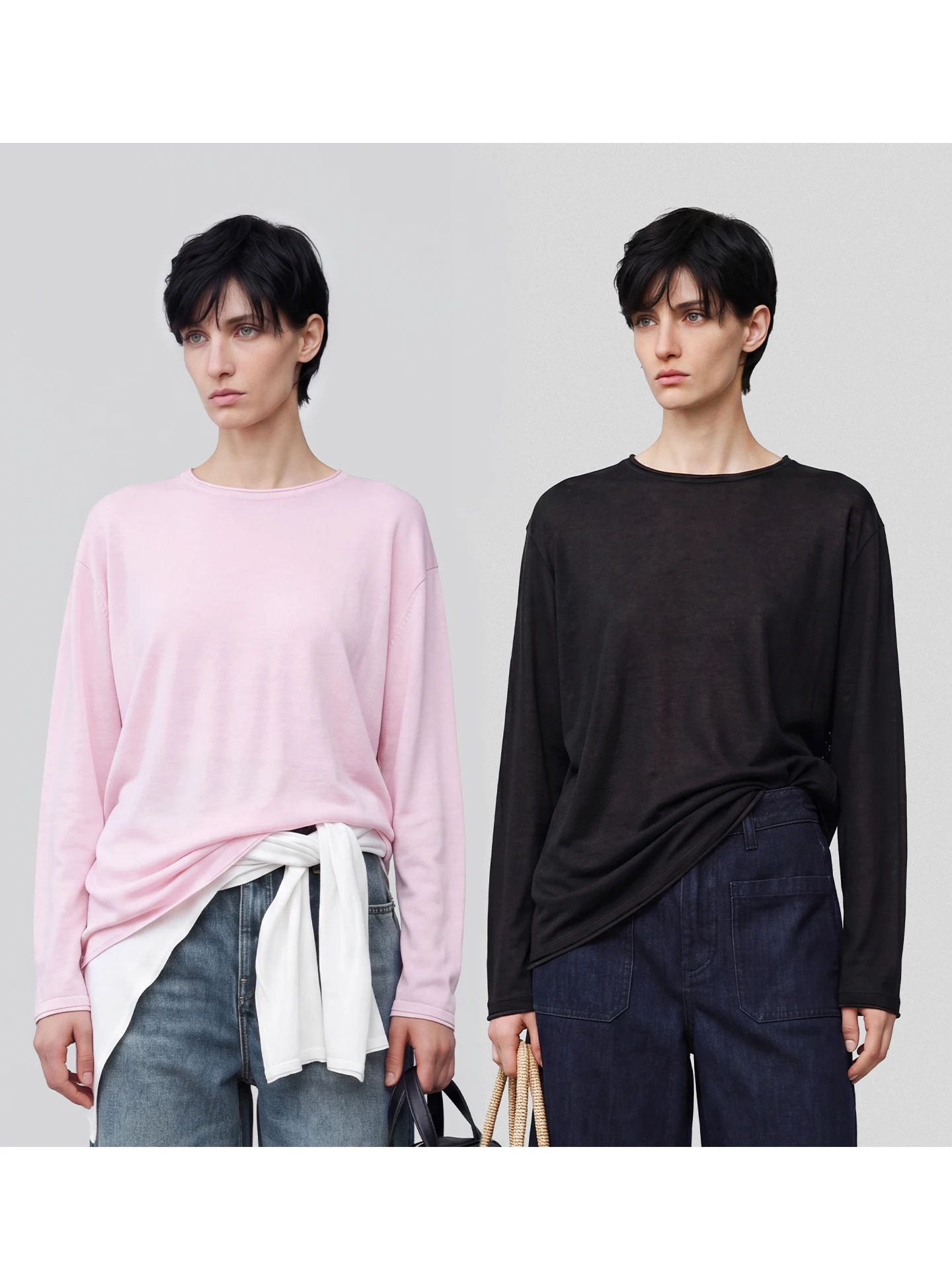 

Ayuko Casual Knitted Linen Cotton Roll round Neck Top Loose Fit Long Sleeve Button up Cardigan Style Spring Fashion Women