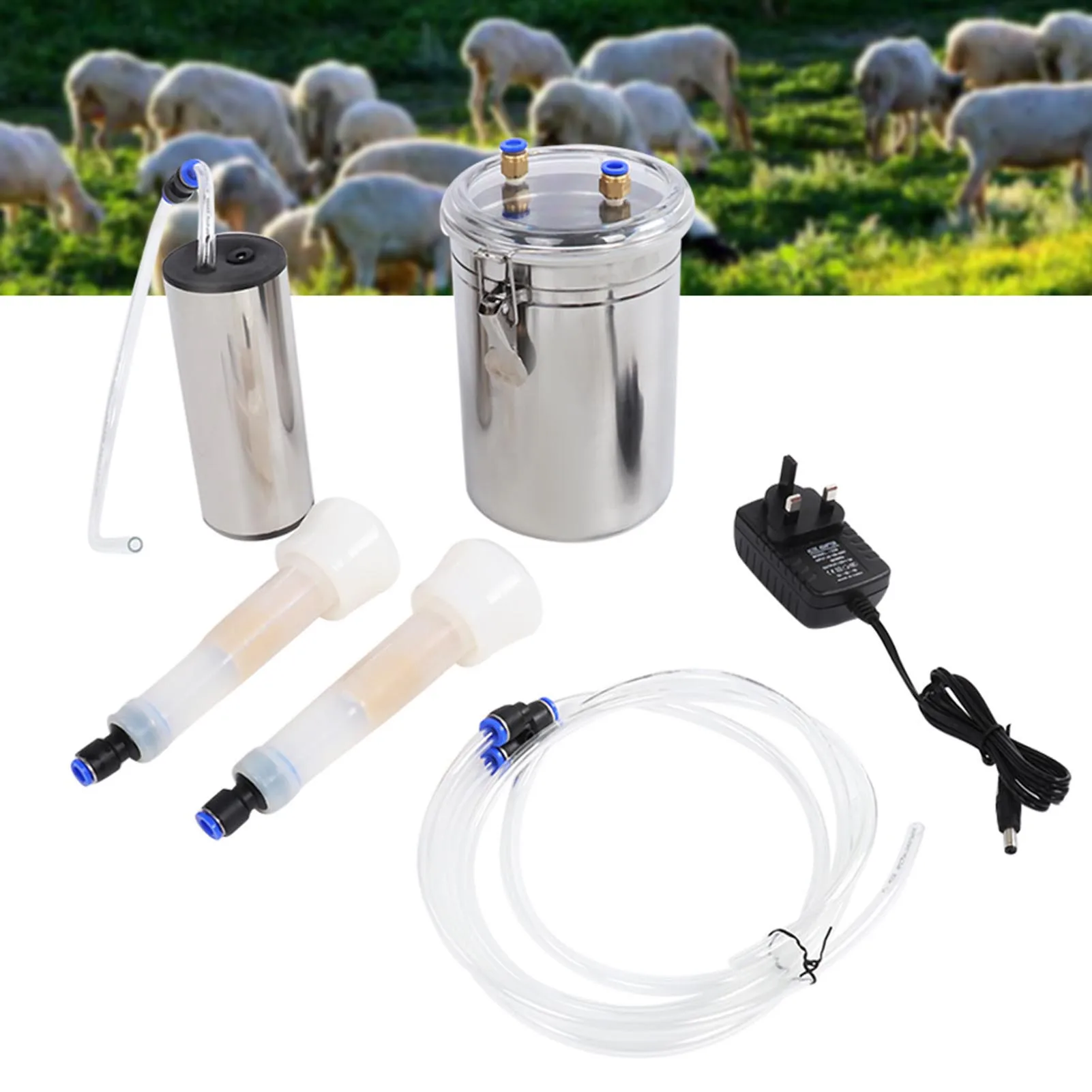 2L Goat Sheep Cow Milking Kit Portable Electric Milking Machine UK Plug Cow Milking Machine Milking Kit Electric Impulse Milker