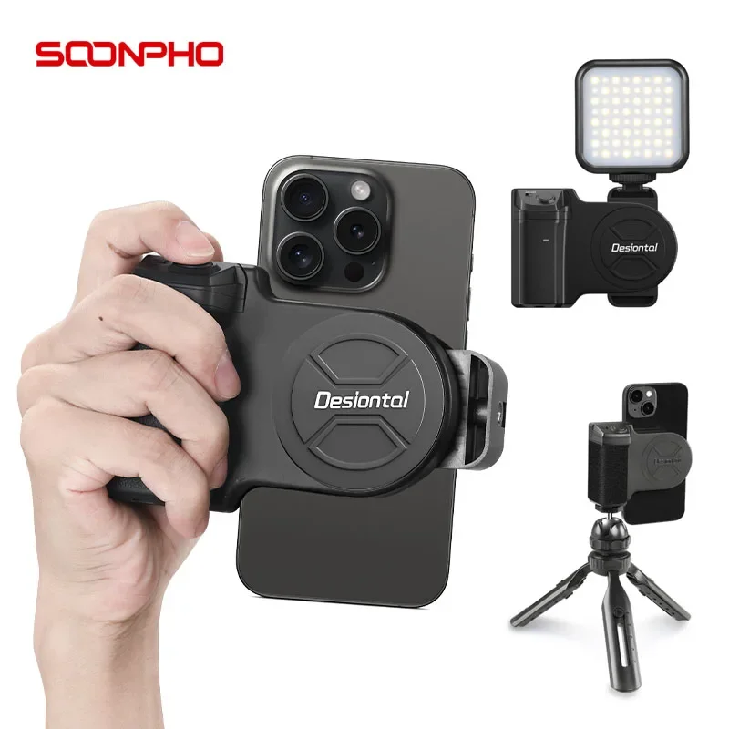 Soonpho-abrazadera magnética para teléfono inteligente, estabilizador de mango para Selfie con Bluetooth, Vertical, Horizontal, Vlog, disparo, Deiontel