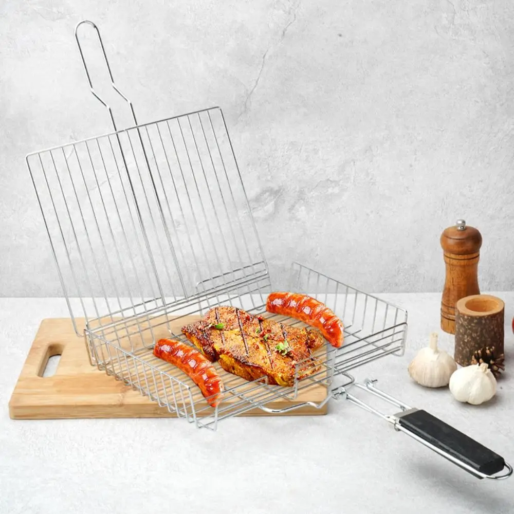

Practical Folding Fish Grill Basket Extra Large Portable BBQ Rack Thicken with Handle Barbecue Mesh Mat Picnic
