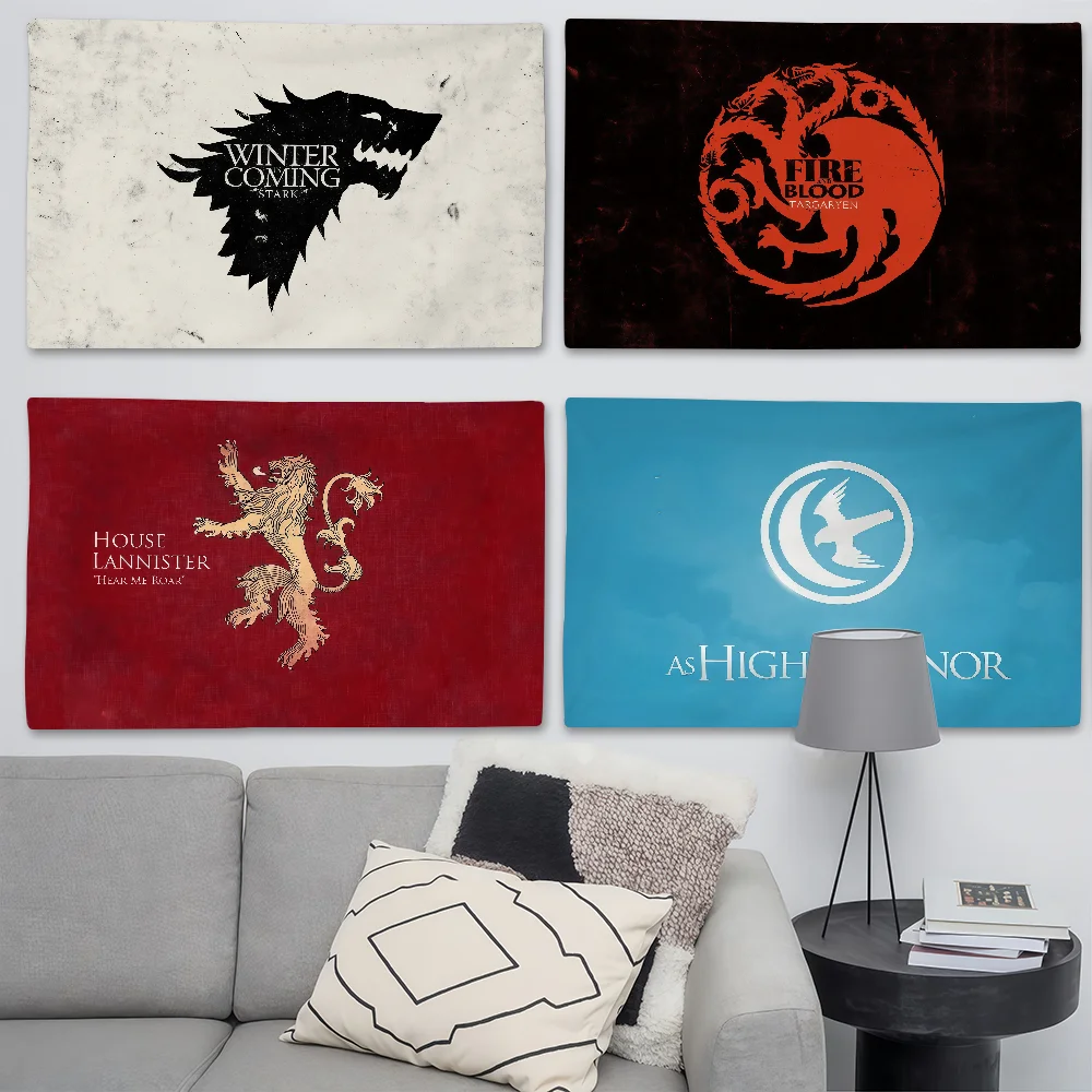 Bandera familiar de Juego de Tronos, adecuada para fiestas de cumpleaños, sala de estar, dormitorio y decoraciones para acampar al aire libre