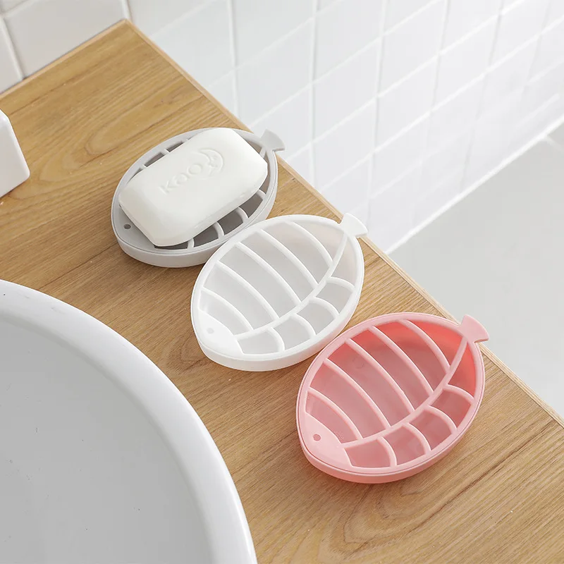 Hot Fish Shape Soap Holder Non Slip Soap Stand Case Box  Tray Draining Rack Bathroom Organizer Gadget Soap Dish Solid Minimalist