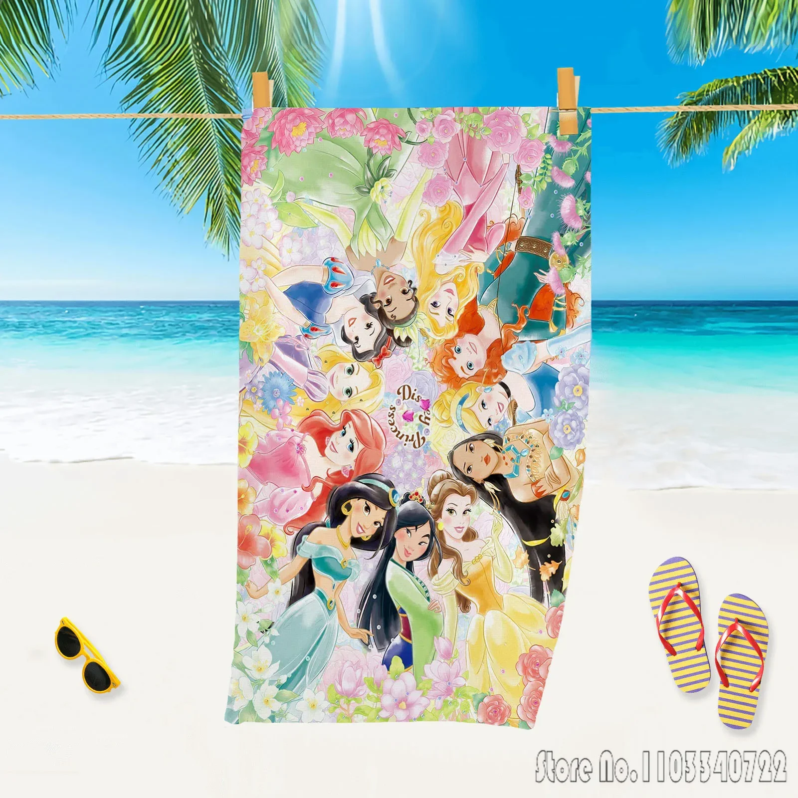 Disney Fairy Princess Bath Towels Microfiber Beach Swimming Towel Decor for Kids Gift 75x150cm