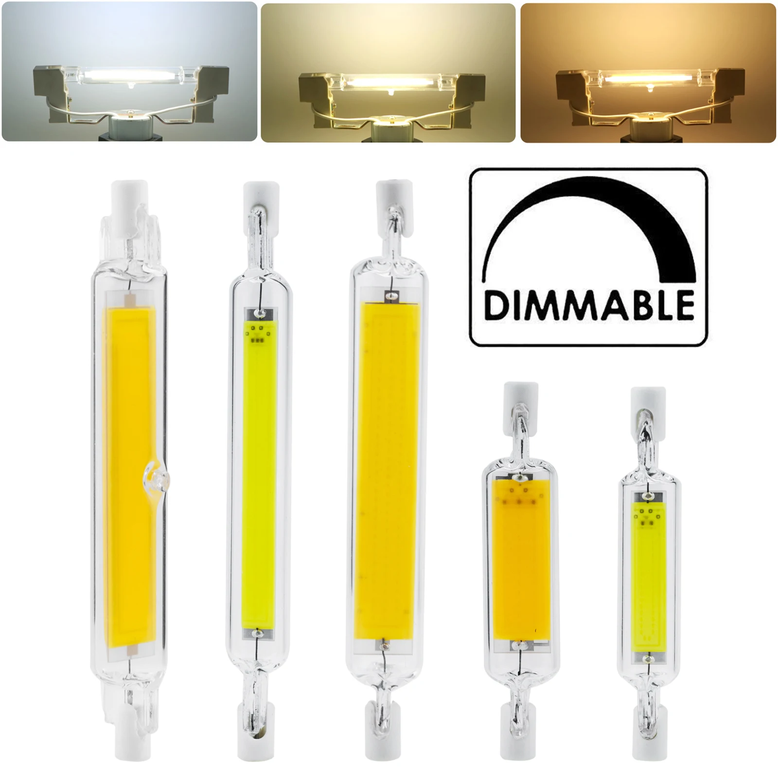 R7S J78 J118 7W 12W 15W 25W Dimmable COB Bulbs Ceramic Glass Tube Light LED Ampoule Replace 70-200W Halogen Bombillas Lights