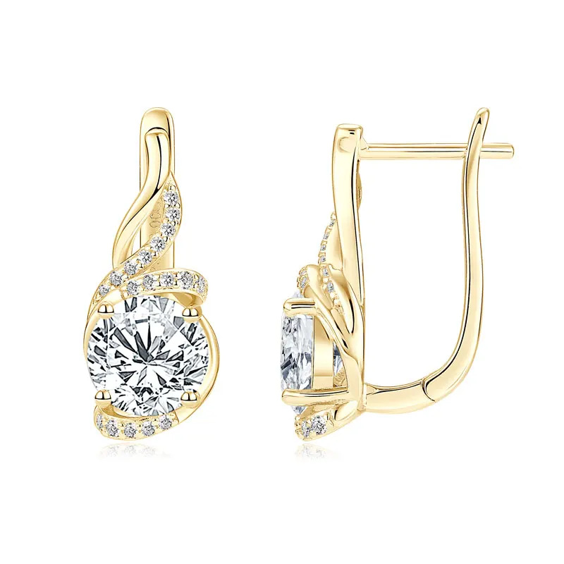 Ehhai Round Cut 2ct Moissanite U-Shaped Hoop Earrings for Women 925 Sterling Silver Huggie Earring Fine Jewelry Gifts Pendientes view 3