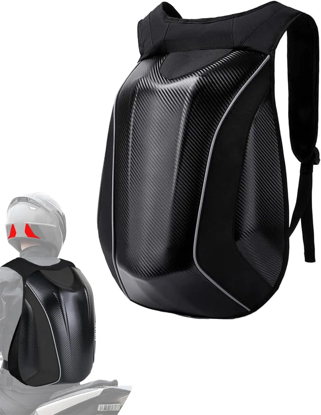 

30L Hardshell Motorcycle Backpack,Carbon Fiber Pattern Waterproof Helmet Bag,Large Capacity Riding Bag for Travel &Daily Storage