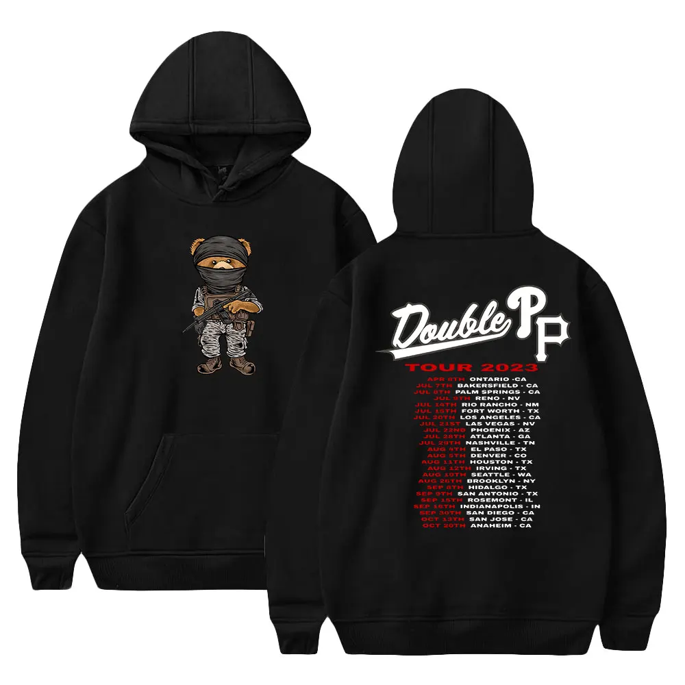 

Peso Pluma Hoodies Double Pp 2023 Tour Hoodle Rapper Touring Merch Print Unisex Fashion Funny Casual HipHop Style