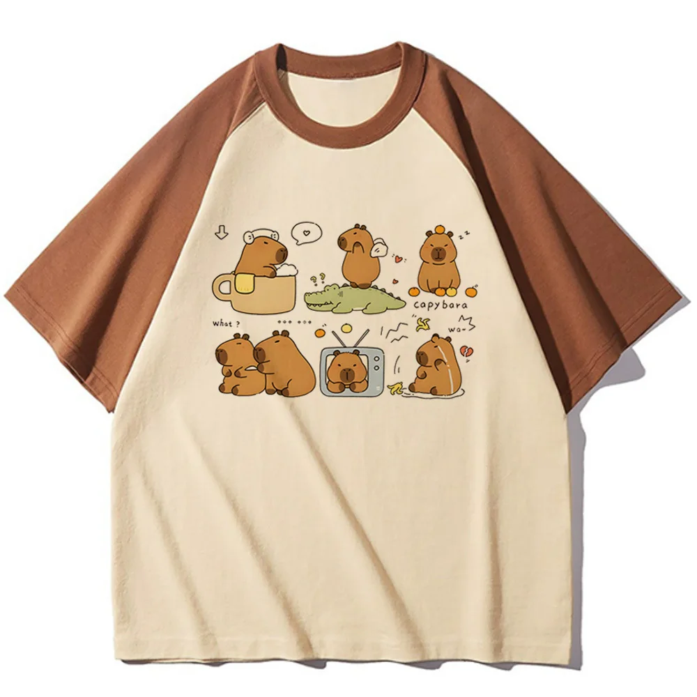 Capybara top tees female Digital women Graphic Punk korean clothes Retro t-shirt Breathable Graphic anime Comfortable