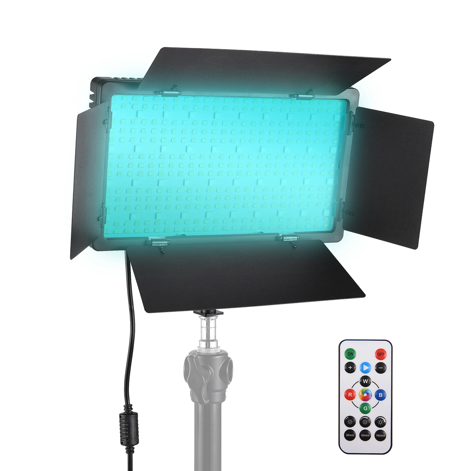 RGB Photography Light 36W LED Light Panel 352LEDs 3200K-5600K DC/NP Series Battery Powered Metal Barndoors Remote Controller