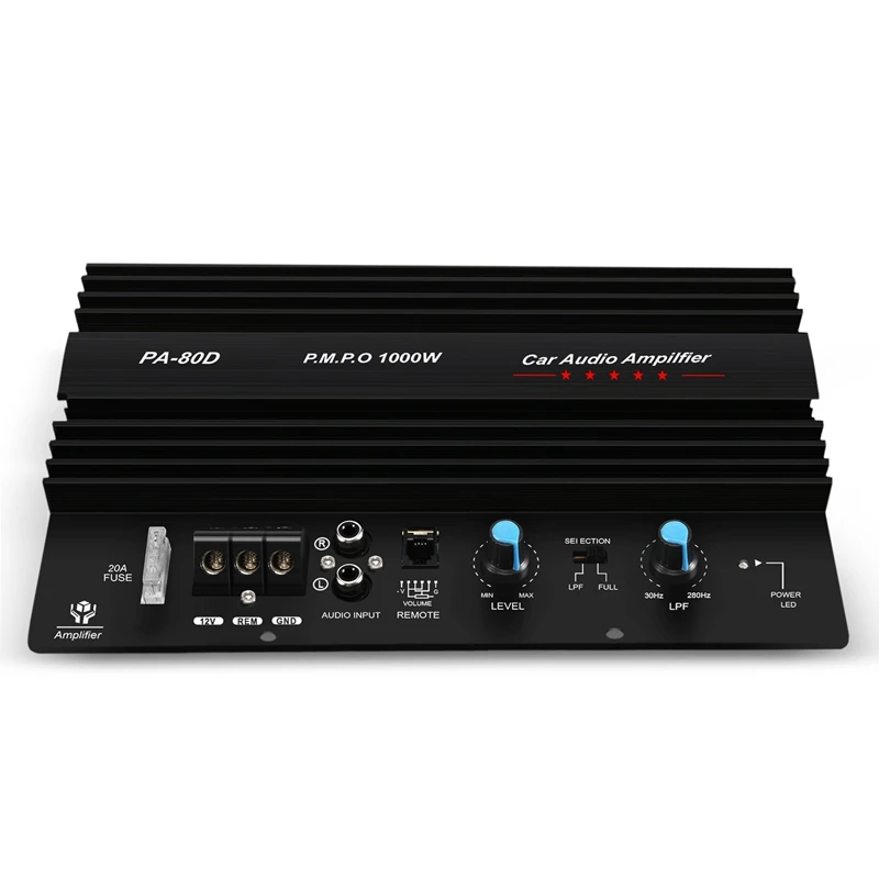 

12V 1000W Mono Car Audio Power Amplifier Powerful Bass Subwoofers Amp PA80D