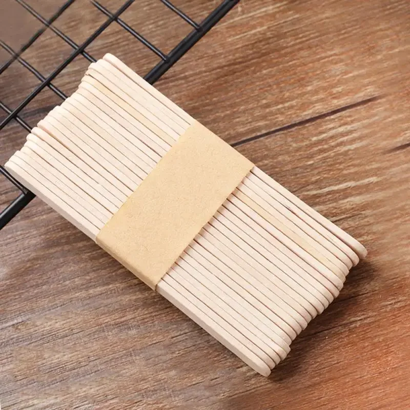 50Pcs/Lot Wooden Craft Ice Cream Sticks Pop Popsicle Sticks Natural Wood Cake Tools DIY Kids Handwork Art Crafts Toys Ice Mold