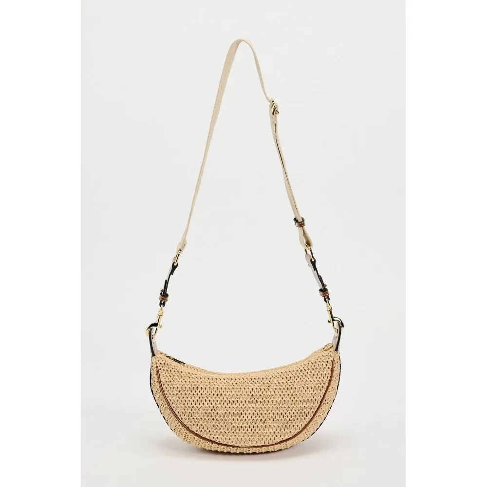 Fashion Woven Handbag Half Moon Straw Underarm Bags Travel Beach Purse Bohemian Style Shoulder Bag сумка женская bolsa