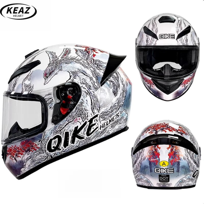 

Лучший бюджетный мотоциклетный шлем с девятихвостой лисой, анфас, вентиляция, современный, с традиционным элементом для высокоскоростной езды