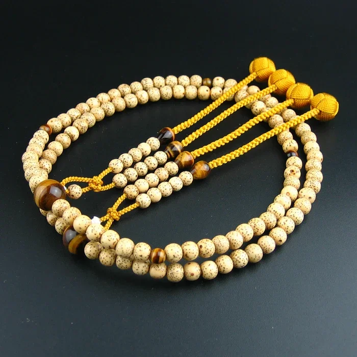 

Wonderful Lotus Japan Tang Mi Dongmi Beads True Word of the Buddha Moon Bodhi 108 Beads Tiger Eye Stone