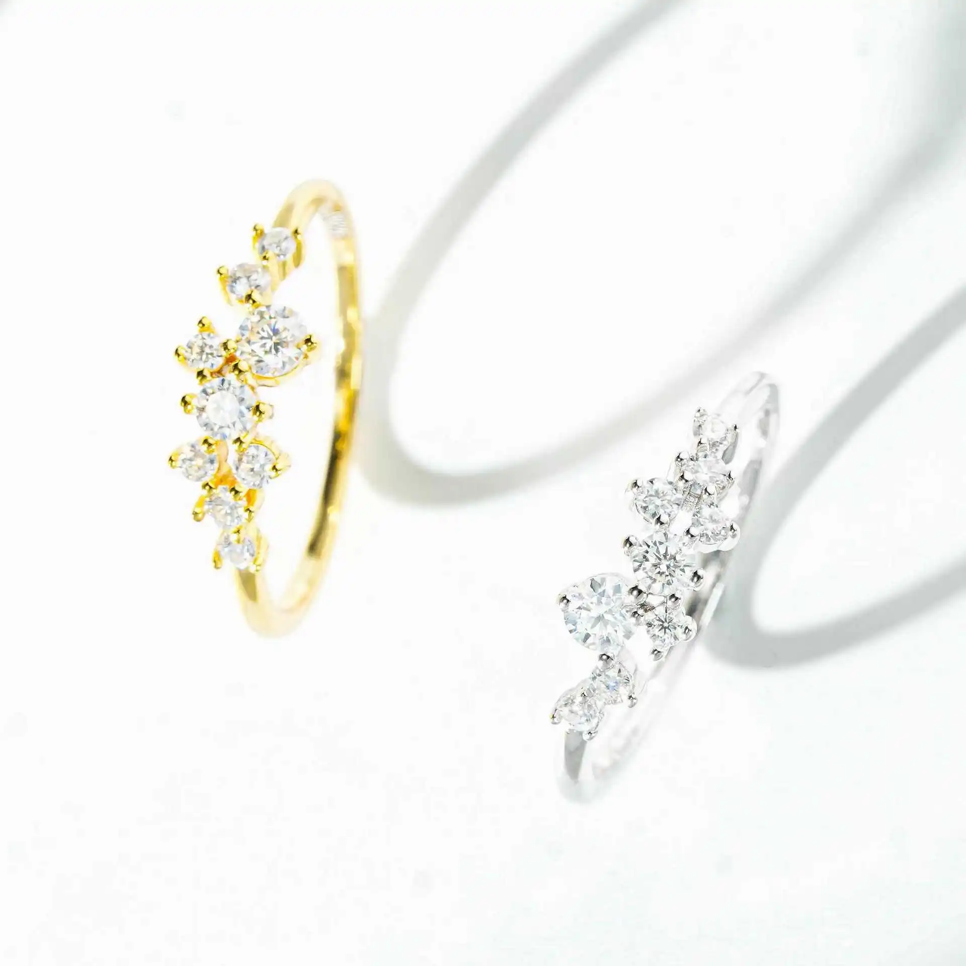 

Кольцо из стерлингового серебра S925 с листочками, женское, с муассанитом цвета D, простое и универсальное, с позолотой 18K.