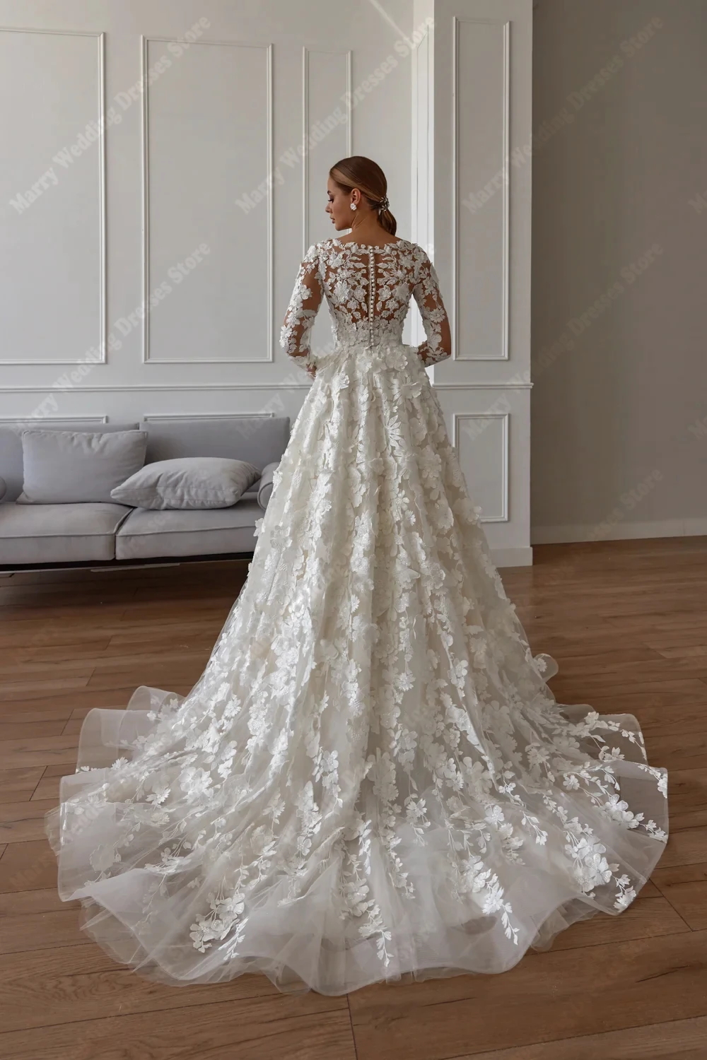 Boho Exquisite A-Line Abiti da sposa da donna Scoop Neck Luxury Shine Abiti da sposa Banchetto di fidanzamento Robe De Mariée Personalizzato