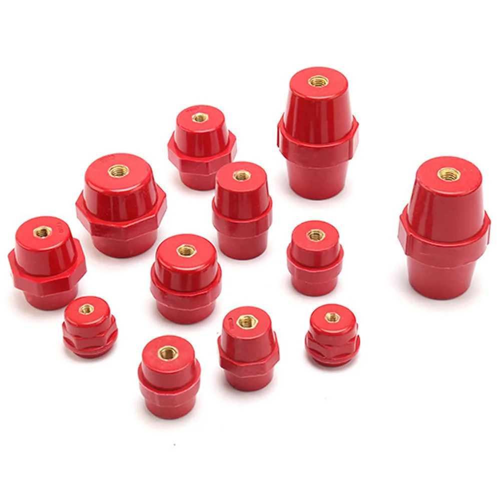 10Pcs Red Busbar Insulators SM-30 M6 High Strength Polyester Spacer Insulators Busbar Insulator Low Voltage High Strength Insula