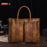 Real-Leather Men's Bag Cowhide Handbag Briefcase Fashion Retro Casual Business Shoulder Messenger Bag Computer Bags