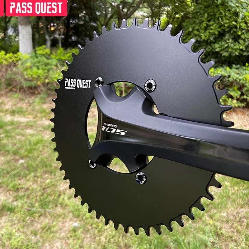 PASS QUEST Round/Oval Road Bike Crankshaft Closed Disk 110BCD 58T Narrow Wide Chainring for R2000 R3000 4700 5800 6800 DA9000