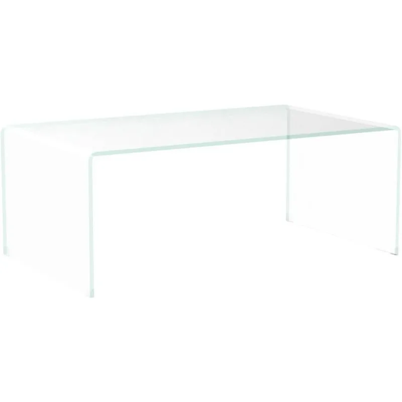 Mesa de centro de cristal para sala de estar, mesa de centro transparente con vidrio templado de 0,47 pulgadas, pequeña y moderna