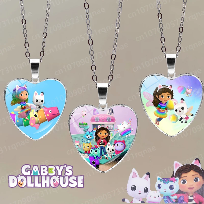 Hot Gabby Dollhouse Peripheral Anime Love Morphism Necklace Cartoon Characters Decorated Clothes Sweater Chain Pendant Cute Gift