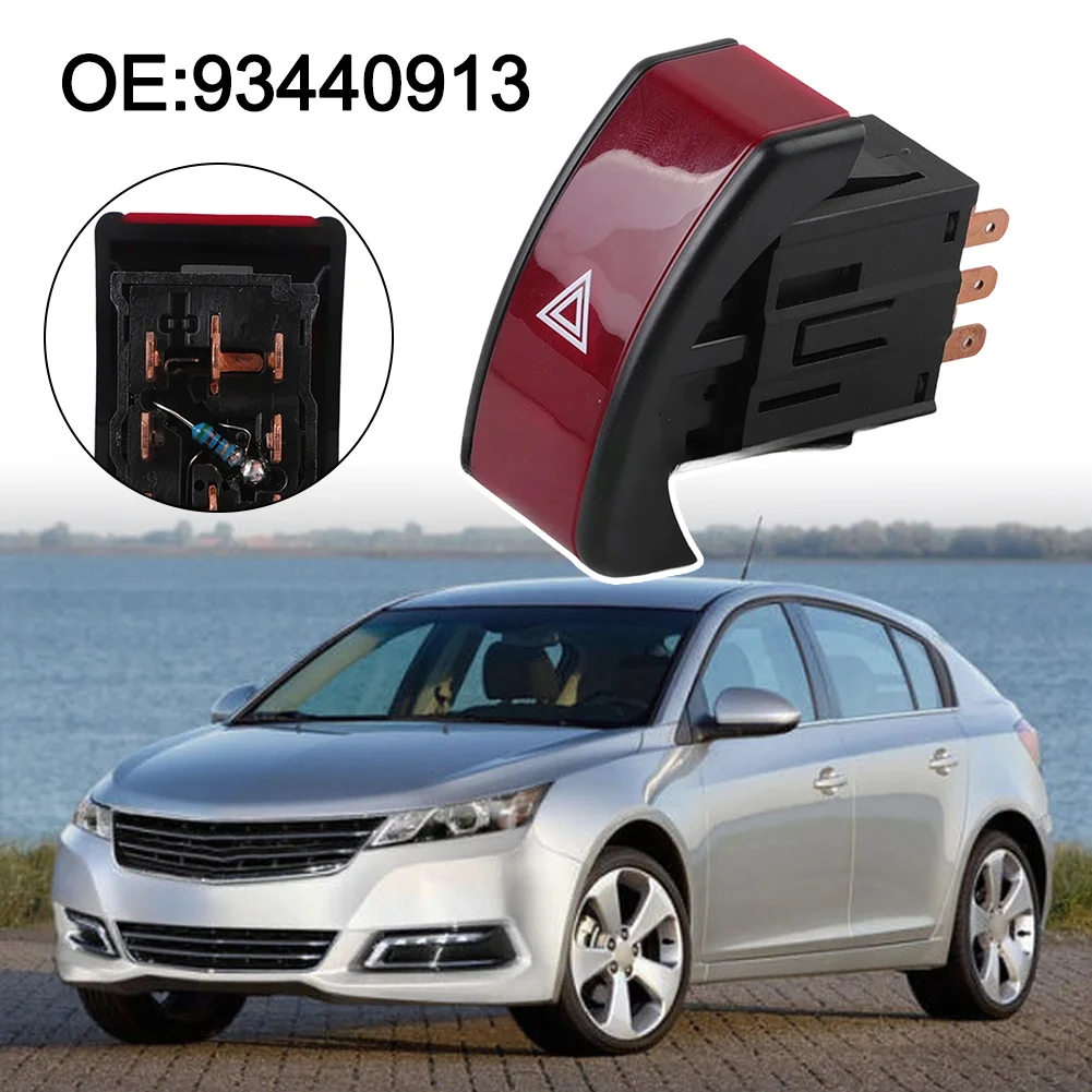 

93440913 Hazard Light Switch Button for Chevrolet Vehicles Compatible with For GMC Models ABS Red Black Automotive Interior Part