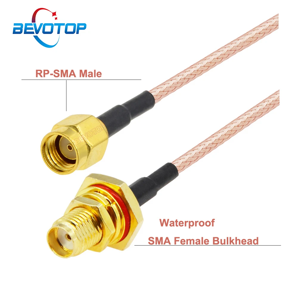 RP-SMA męski na wodoodporny SMA żeński przegroda RG316 kabel 50 Ohm RF koncentryczny Pigtail WIFI router antena przedłużacz zworka