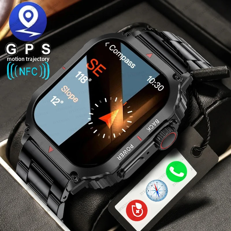 Reloj inteligente con GPS para hombre, Smartwatch deportivo con seguimiento de movimiento, NFC, Bluetooth, llamadas, AI, asistente de voz, monitoreo