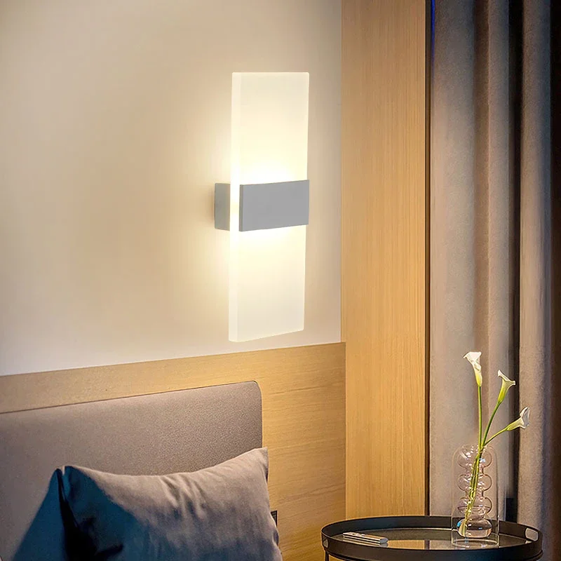

LED Acrylic Wall Light Modern Indoor Mount Sconce Lighting Fixture for Bedroom Bedside Corridor Stair Decoration 85-265V