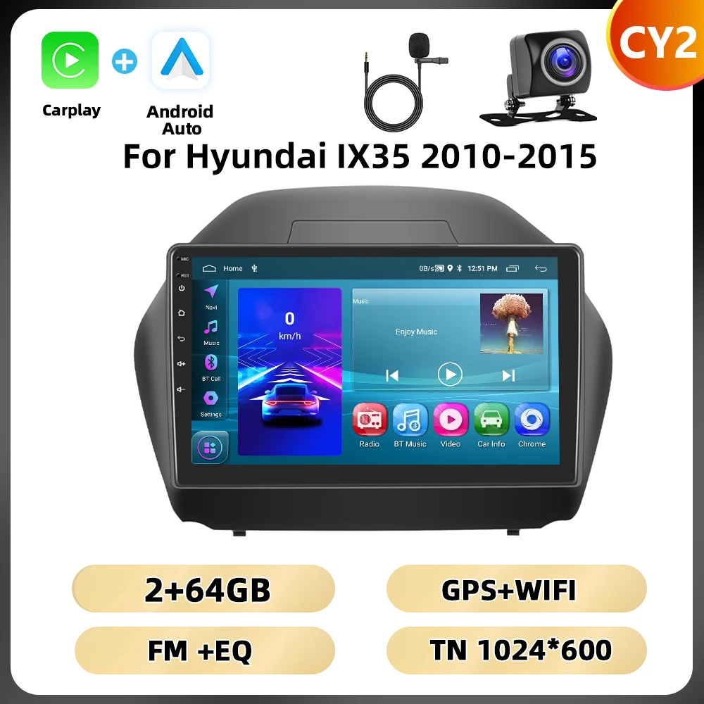 Podofo 10.1 ''Android Autoradio Voor Hyundai Ix35 2010-2015 Multimediaspeler Spiegel Link Wifi 4G Gps Android Auto Carplay Fm Rds