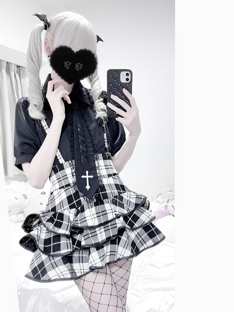 Japanese Mass-produced Mine-based Ruffle Edge Zipper Decorative High-waisted Leg-length Strap Mini-skirt Culottes Women