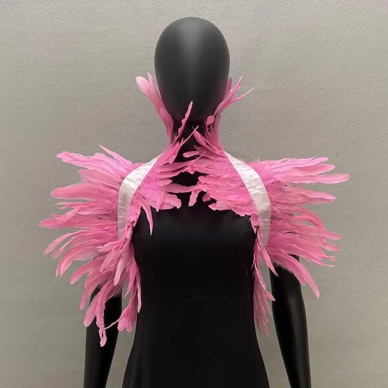 Gothic Frauen Schal natürliche Feder schwarz gefälschten Kragen Schal für Männer Frauen echte Feder Schal Halloween Party Cosplay – Detail 18