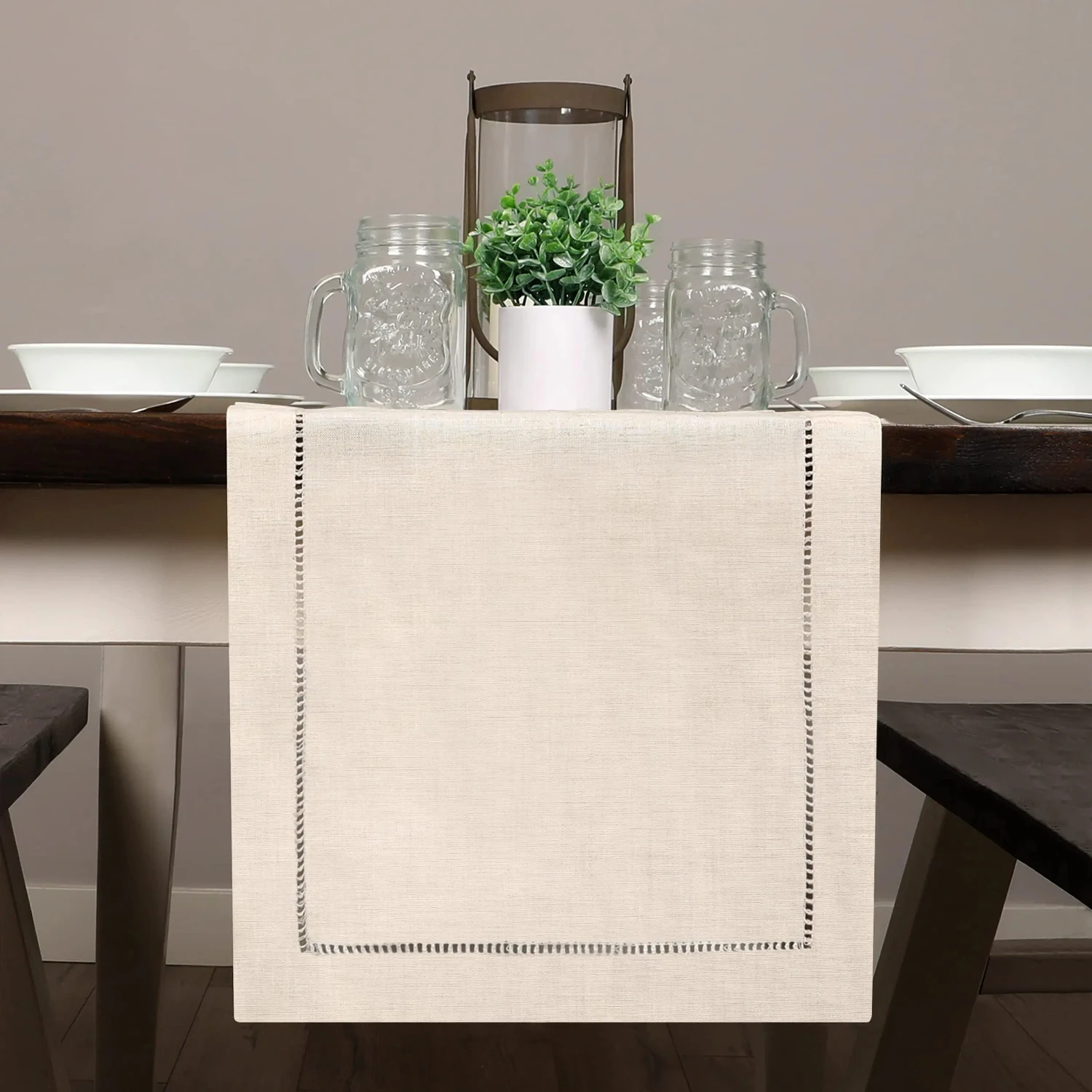 Farmhouse Table Runner - Elegant Linen - Decorative Dining Wedding Party Holiday Decor - Stylish Chic Touch Table Settings