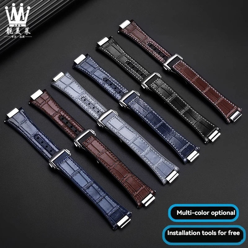 For IWC Engineer Series IW328903 IW328901 Modified Cowhide Rubber Bottom Watch Strap Steel End Link Watchband Accessories