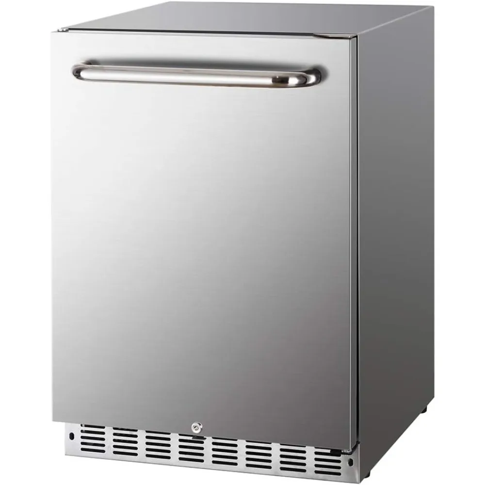 

24 inch countertop refrigerator, weather resistant outdoor, stainless steel body, with reversible doors, lockable design