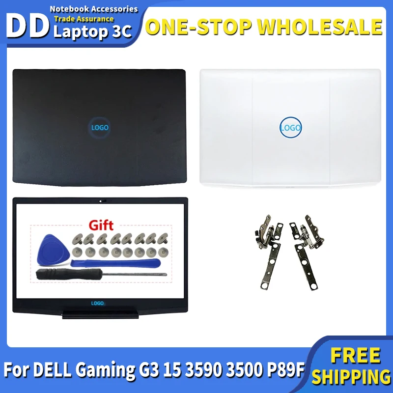 Oryginalne nowe etui do Dell G3 15 3500 G3 15 3590 P89F LCD Back Cover Rear Lid Top Case 0747KP Front Bezel Hinges Blue Logo