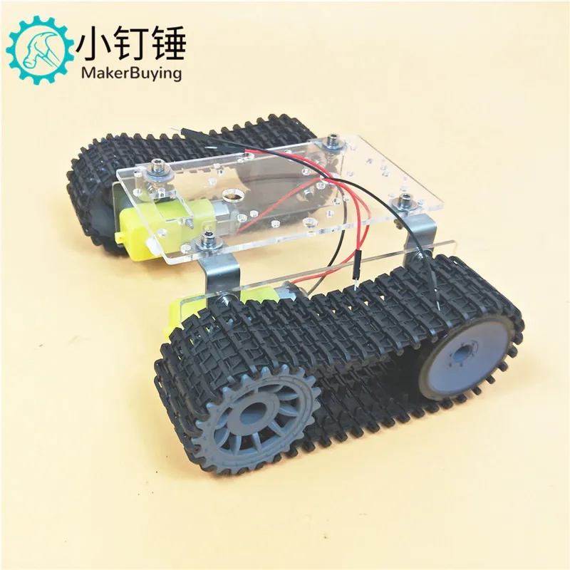Robot Tank Chassis Acrylic TT Motor 3-9V Tracked Vehicle Smart Car with Wires STEM L298N