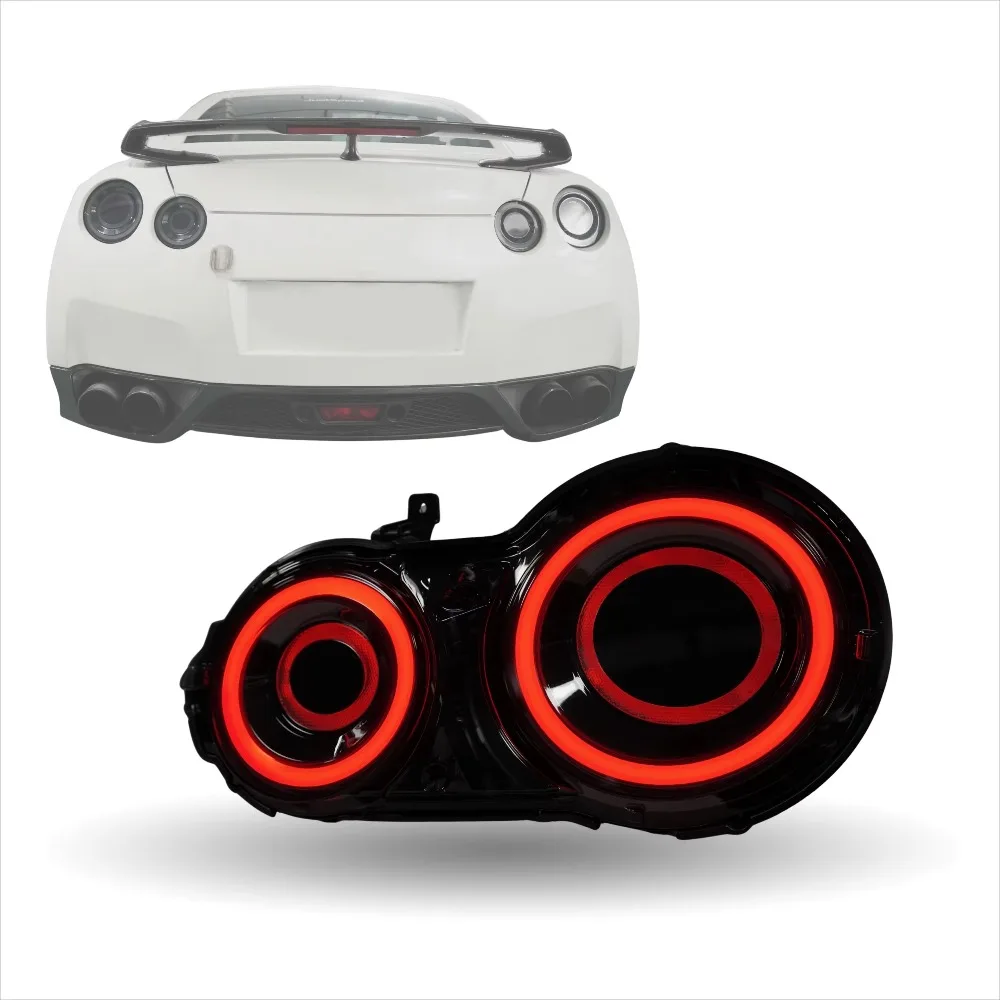 for Nissan R35 GTR GT-R 2008-2019 2Pcs New 100W 8000K LED Tail Light Assembly DRL Driving Reverse Brake Light Turn Signal Lamp